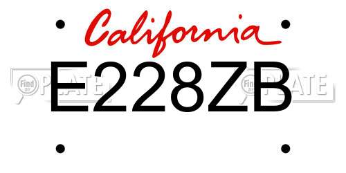 E228ZB California License Plate