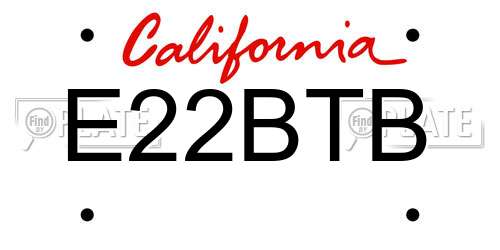 E22BTB California License Plate