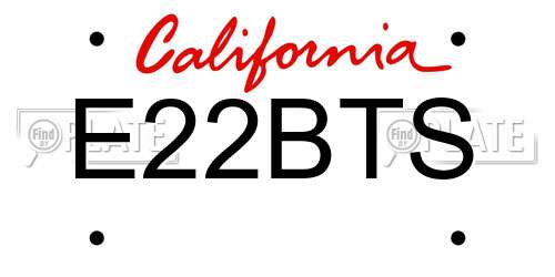 E22BTS California License Plate