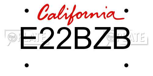 E22BZB California License Plate