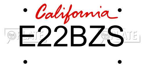 E22BZS California License Plate