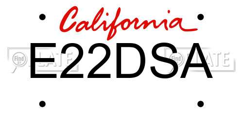 E22DSA California License Plate