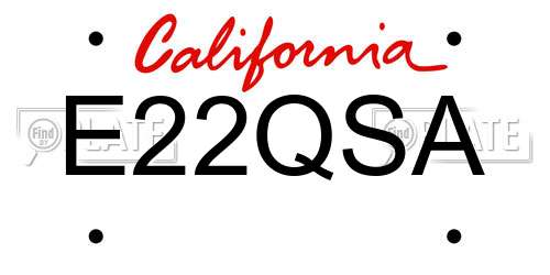 E22QSA California License Plate
