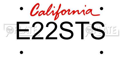 E22STS California License Plate