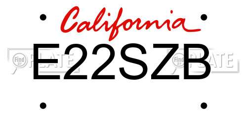 E22SZB California License Plate