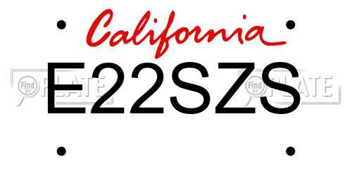 E22SZS California License Plate