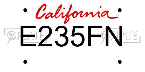 E235FN California License Plate