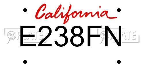 E238FN California License Plate