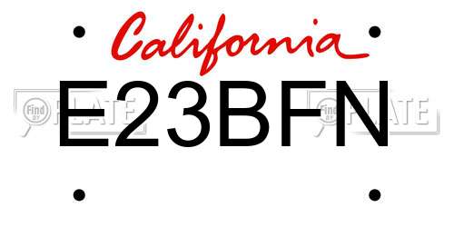 E23BFN California License Plate