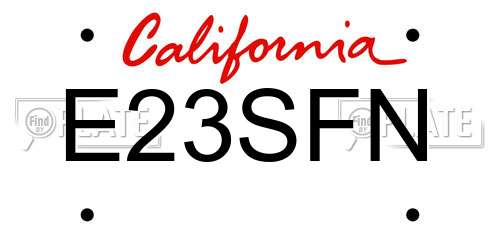 E23SFN California License Plate