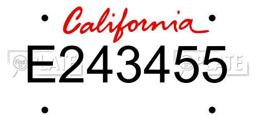 E243455 California License Plate