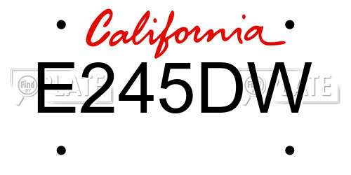 E245DW California License Plate