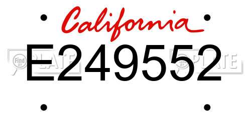E249552 California License Plate