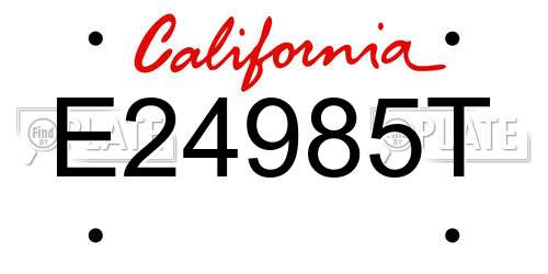 E24985T California License Plate