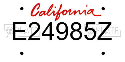 E24985Z California License Plate