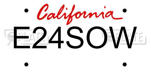 E24SOW California License Plate