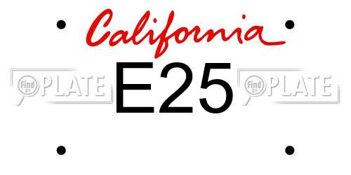 E25 California License Plate