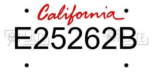 E25262B California License Plate