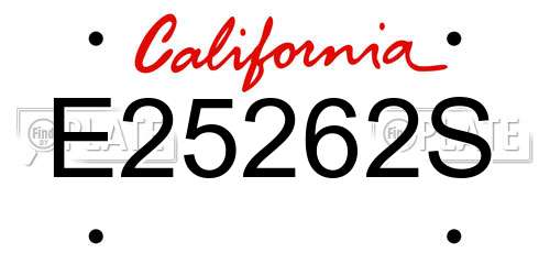 E25262S California License Plate