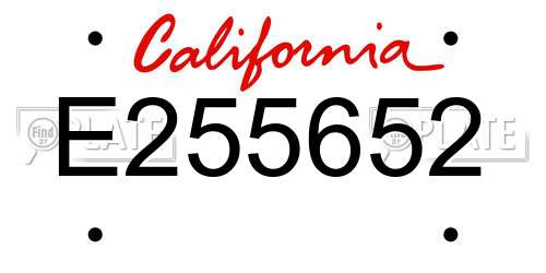 E255652 California License Plate