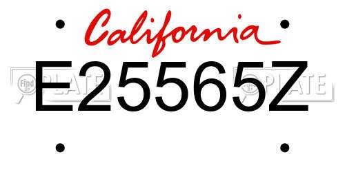 E25565Z California License Plate