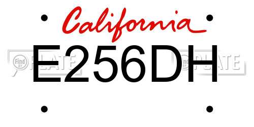 E256DH California License Plate