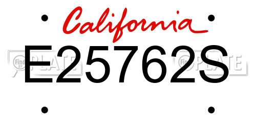 E25762S California License Plate