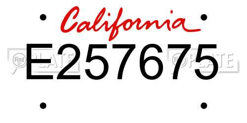 E257675 California License Plate