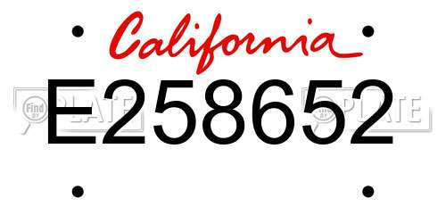 E258652 California License Plate