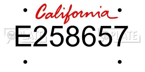 E258657 California License Plate
