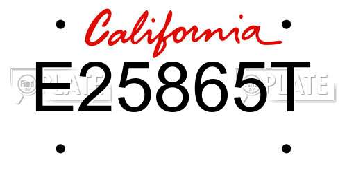 E25865T California License Plate