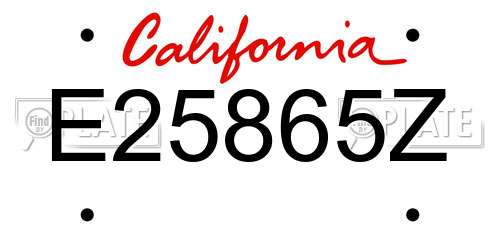 E25865Z California License Plate