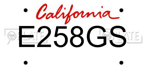 E258GS California License Plate