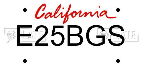 E25BGS California License Plate