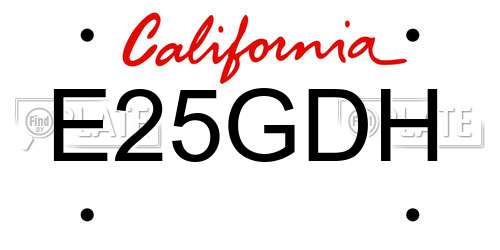 E25GDH California License Plate