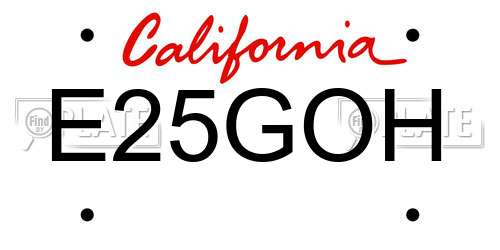E25GOH California License Plate