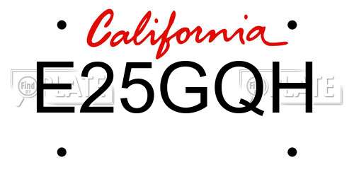 E25GQH California License Plate