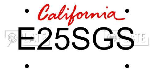 E25SGS California License Plate