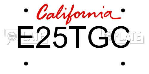 E25TGC California License Plate