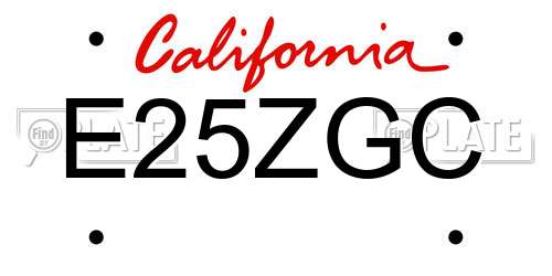 E25ZGC California License Plate