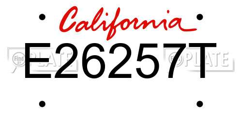 E26257T California License Plate