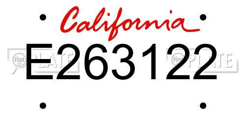 E263122 California License Plate