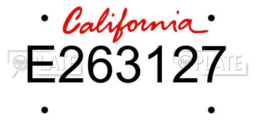 E263127 California License Plate