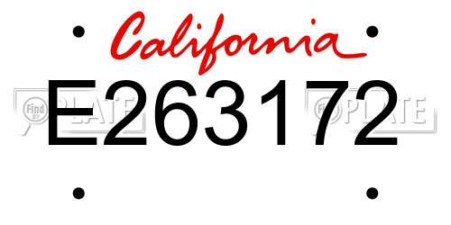 E263172 California License Plate