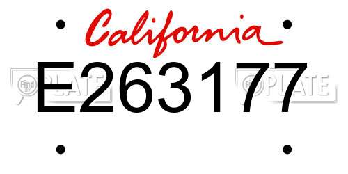 E263177 California License Plate