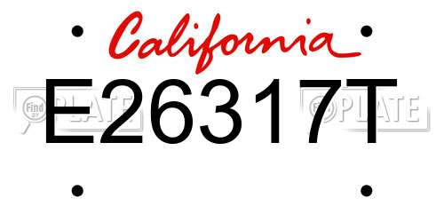 E26317T California License Plate