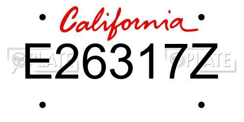 E26317Z California License Plate