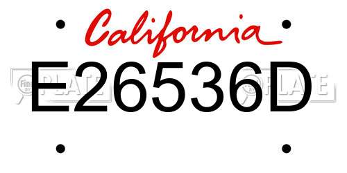 E26536D California License Plate