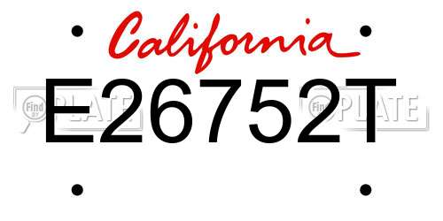 E26752T California License Plate