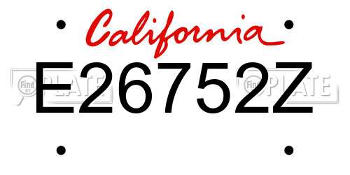 E26752Z California License Plate